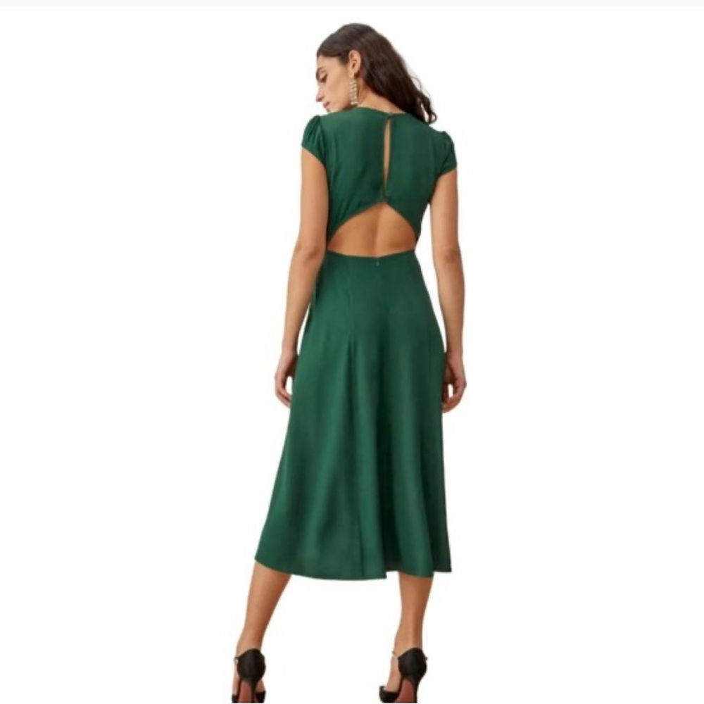 Reformation Green Backless A-line Dress
